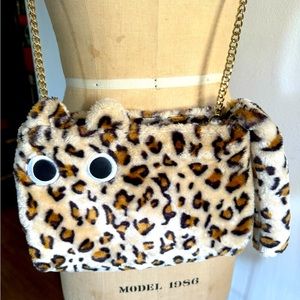 Forever 21 FUNNY FAUX Fur Leopard plush purse